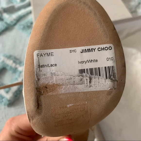 Jimmy Choo Ivory Lace Fayme Wedding Heel 38 - Picture 9 of 11